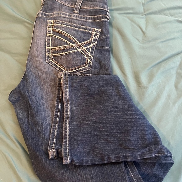 Ariat Denim - Ariat Women's Blue Boot Cut Jeans with Contrast Pocket Stitching